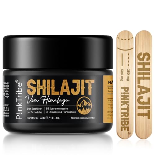 Shilajit Gereinigtes Shilajit-Harz, Reich an Fulvosäure und Mineralien, 100% Rein, Natürliche Quelle aus dem Himalaya, 30g für 2 Monate Vorrat