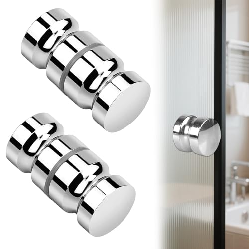 HXSYKJDM 2 Stück Duschtürknopf, Metall Dusche Türknopf, Duschtürgriffe Beidseitig, Dusche Griff für Duschtür Glastüren
