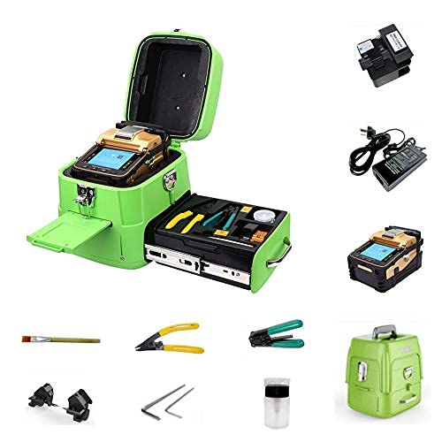 Yanmis Fusion Splicer, AC100V-240V Optical Fiber Fusion Splicer Optic Setzmaschine für FTTH Projekt, Sicherheitsüberwachung, etc(EU Plug)