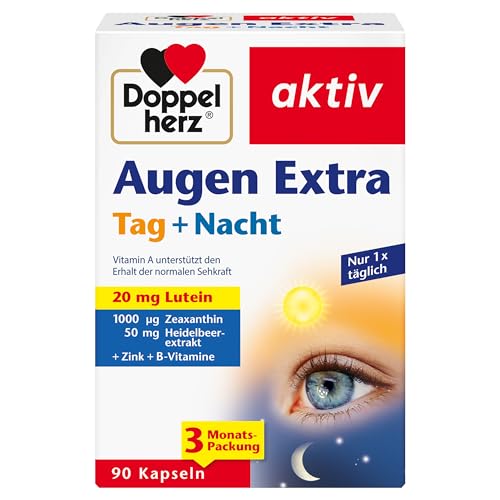 Doppelherz Augen Extra Tag + Nacht - Mit Lutein, Zeaxanthin - 5 Vitamine plus Folsäure - 90 Kapseln