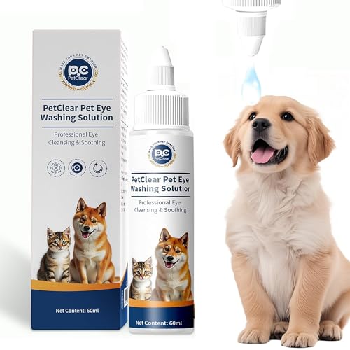 PCpetclear PetClear augentropfen Hunde und Katzen lindern Augenjucken und Reizungen, Symptome und Allergien. Entfernt effektiv Tränenstein. (60ml) (1)