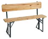 Stagecaptain BBB-119 Hirschgarten Bierzeltbank mit Lehne 119 cm - Robuste, Kurze Bierbank mit aufsteckbarer Lehne - Lackierte Oberfläche - Grün lackierte Stahlgestelle - Natur