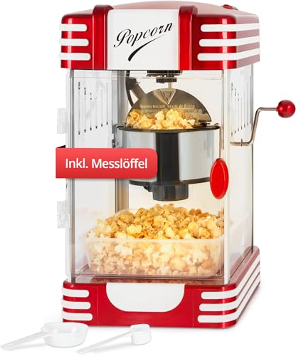 Stagecaptain PCM-300 Popcorn Maschine - Retro-Design - Kurze Aufheizzeit - Mit Dosierlöffeln - Problemlose Reinigung - Dekorative Innenbeleuchtung - Rot/Weiß
