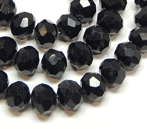 65 Stück Tschechische Böhmische Kristallperlen 8x6mm Tschechische Perlen CZ Glasschliffperlen Facettierte Rondelle (Schwarz)