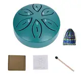 Musikbuch und Schlägel,Stahlzungentrommel 3 Zoll 6 Töne Key Handpan Drum Percussion Instrument Ätherische Trommel mit Stofftasche,Rain Drum Outdoor, 7 Zoll 11 Töne Steel Tongue Drum Regentrommel (A)