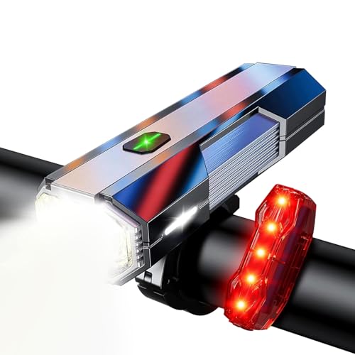 Fahrradlicht, LED Fahrrad Vorne und Rücklicht, USB Wiederaufladbare IPX6 wasserdichte Fahrradlichter Fahrradbeleuchtung für Nachtfahrten