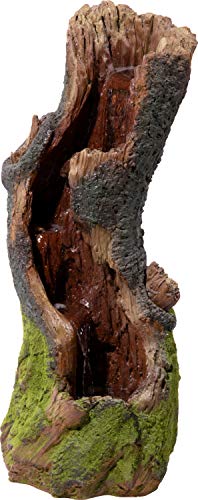 dobar® Großer Design Gartenbrunnen Naturgeist in Baumstamm-Optik - Outdoor-Terrassenbrunnen mit LED-Beleuchtung aus Polyresin - Wasserfall inkl. Netzkabel