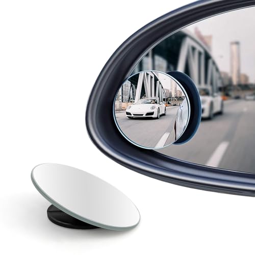 Toter Winkel Spiegel Auto Toter-Winkel-Assistent 2 Stück Runder Rahmenloser 360° Drehbarer Convex Spiegel, HD Einstellbar für Auto LKW SUV Blind Spot Zusatzspiegel Außen