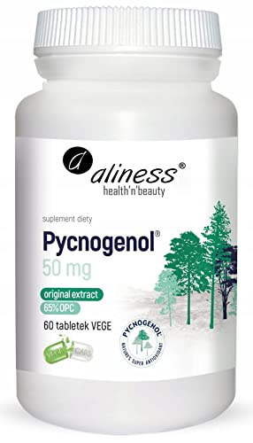 Aliness Pycnogenol 50mg Extract 65%, Nahrungsergänzungsmittel mit Pflanzenextrakten, 60 tabletten