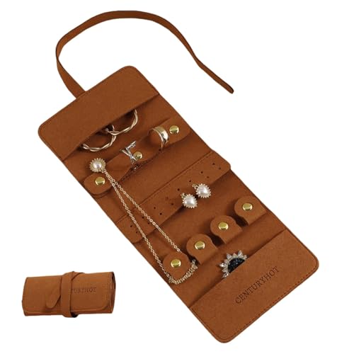 Tragbarer Schmuck-Organizer, Reise-Schmuckkoffer, kompakte Schmuckaufbewahrung, Reisezubehör, Ringhalter, Rolle, Ohrring-Aufbewahrungsbox, Schmuckrolle mit Haken, Schmuckschatulle für Armbänder und