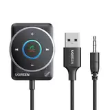 UGREEN Aux Bluetooth 5.4 Adapter Auto Bluetooth 3.5mm Klinke Empfänger Multifunktionstaste für Freisprechanruf und Wireless Musik, Dualverbindung, RGB Umgebungslicht, kompatibel mit Auto Stereoanlage