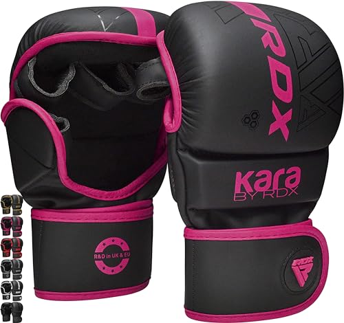 RDX MMA Handschuhe für Kampfsport Grappling Training, Maya Hide Leder KARA Sparring Handschuhe, Punchinghandschuhe für Muay Thai, Kickboxen, Freefight, Boxsack Gloves (MEHRWEG)