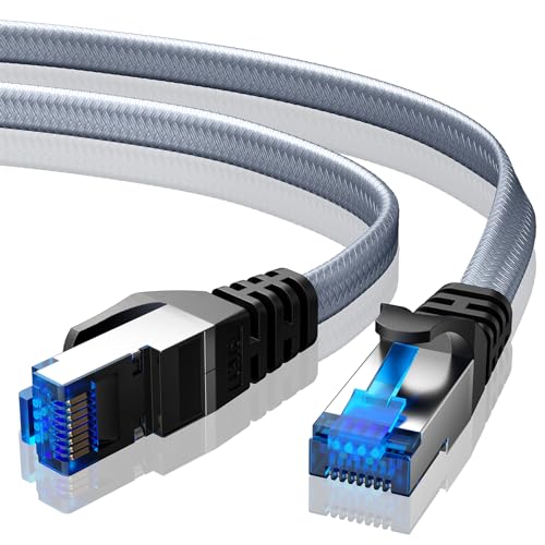 BUSOHE Cat 8 LAN Kabel 5Meter, 40Gbps 2000MHz Ethernet Kabel Netzwerkkabel, Flach Hochgeschwindigkeits Gigabit RJ45 Patchkabel, Geflochtener Internet Kabel Kompatibel mit PC, Router, Modem