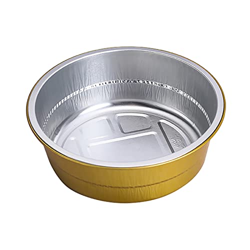 Heavy 25 stücke Runde goldene Tinfoil-Box (Kapazität 60 0ml / 800ml / 1200ml / 3000ml), Ohne Deckel (Color : 25pcs, Size : 7.08x7.08x2.36inch)