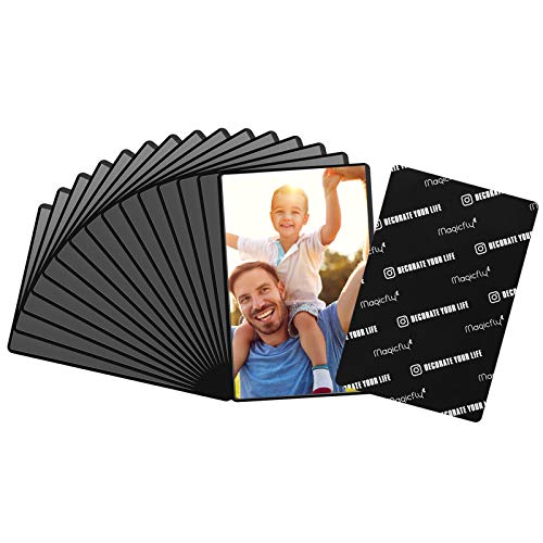 Magnetische Fototaschen, Magiclfy 15 Stück Magnet Bilderrahmen Fotorahmen für Fotos Postkarten von 10 x 15 cm für Kühlschrank, Schwarz