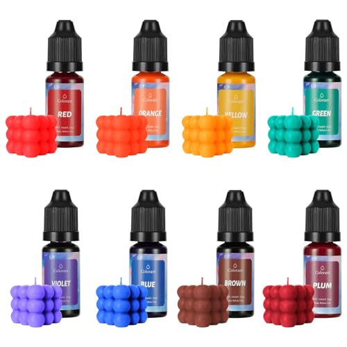 Alaoo Kerzenfarben, 8 Farben Flüssig Kerzen Farbe für DIY Kerze, je 10ml