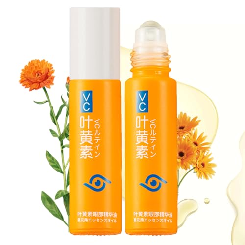 2PCS Lutein Augenserum Eye Essence Oil, VC Lutein Anti-falten Serum öl mit Roller Ball, Glättendes Augen-Serumöl, für Tränensäcke, Augenringe, Falten, Eye Lifting Booster, Nähren Sie die Haut
