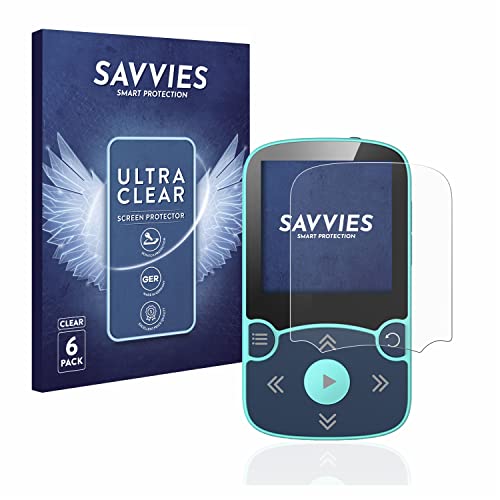 Savvies 6 Stück Schutzfolie für AGPtek A65X MP3 Player with clip Displayschutz-Folie Ultra-Transparent