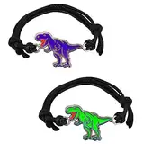 FAMIDIQGO 2 Stück Rex Dinosaurier Charm Farbwechsel Stimmungsarmband für Jungen Mädchen Dino Schmuck Freundschaftsgeschenk Armband zur Temperaturkontrolle