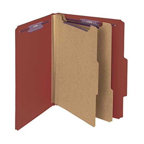 Smead Pressboard Klassifizierungsordner mit SafeSHIELD-Verschlüssen, 2 Trennblätter, 5,1 cm Erweiterung, Briefgröße, Rot, 10 pro Box (14073), 12.2 x 10.2 x 2 inches