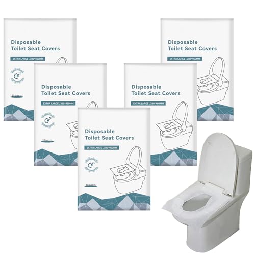 50 Stück Einweg Toilettensitzbezug Papier,Toilettenauflage Einweg,Spülbare Toilette Auflage Toilettensitzbezüge Toilettenschutz Toilettenauflage WC Sitzauflage für Reisen öffentliche Toiletten