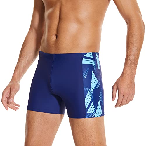 WHCREAT Badehose Herren Sport Schwimmhose Badeshorts Beachshorts Chlor Resistent, Blau, M