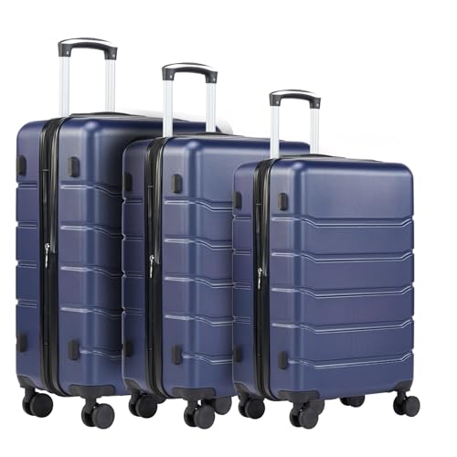 DUMOS 3tlg. Hartschalenkofferset Hard Shell Basic Hartschalenkoffer Trolley Koffer offerset Gepäck Reisekoffer Reisek Rollkoffer Schloss 4 Rollen Hartschale Teleskopgriff