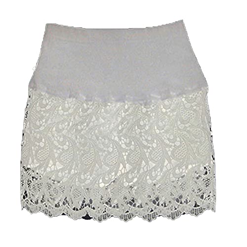 Generic Damen-Sommer-Spitzenrock Mit Shorts Atmungsaktiver Leichter RüSchen-HäKelrock Sexy Spitzen-Unterrock Kurz (3XL,Weiß)