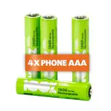 Akku AAA für Telefon, 4 Stück Batterien AAA wiederaufladbar 1,2V, ideal für Panasonic DECT schnurlose Telefone etc., kein Memory-Effekt, geringe Selbstentladung, Ready-to-Use, AAA Akku Phone 800mAh