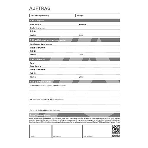 ALLEGRA Auftragsformular Wasserschaden Reparatur Auftragsprotoll Protokoll Sanierung Musterprotoll Muster Formular Trocknung A4 Block 25 Stk. Vorlage mit Durchschlag Selbstdurchschreibend