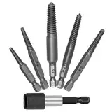 Schraubenausdreher Set, 6 Stück Linksausdreher Set Profi, Profi Ausdreher Set, Schraubenentferner, Ausdrehwerkzeug mit Stecknuss Adapter, Magnetischem Bithalter, für Beschädigte Schrauben, Rohre