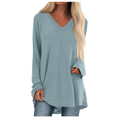 Damen Festliche 2023 Blusen Tunika Basic T-Shirts Rundhals Oberteile Bluse Oktober Elegant Herbstmode Langarmshirt Rosa Lustige Shirts Lose Pullover Druck Tops