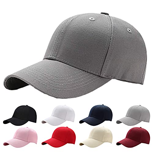 Baseball Cap Herren Damen，Unisex Kappe Verstellbar Reine Farbe Baseboard Baseballkappe Mütze，grau