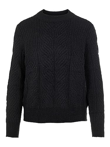 Object Damen Objnova Stella L/S Knit Noos Pullover, Schwarz, XS EU