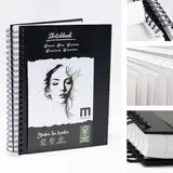 Premium Skizzenbuch DIN A4, 100 Seiten, 200 g/m² starkes Zeichenpapier - Sketchbook Malblock für Künstler & Designer - Ideal für Skizzen, Zeichnungen & Notizen - Robustes Hardcover mit Ringbuchbindung