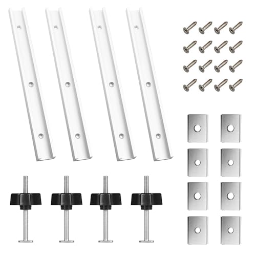 4 Stück T Nut Schiene M8 M6, 400 mm Führungsschiene, Montageschiene, Gleitschiene, Aluschiene, Gleitschienen, T Schiene, Gehrungsschiene, Ausgestattet mit 4 M8-Griff, 4 M6 Gleitblock, 4 M8 Gleitblock