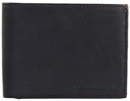 STEINMEISTER Herren-Geldbörse aus Echt-Leder Schwarz Braun 12 x 10 cm