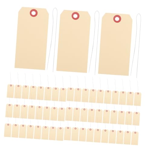 OFFSCH 100Stücke Manila Versandtags mit Draht Blanko für Verpackung Versand und Preisetikettierung Vielseitig Einsetzbar Einfache Handhabung