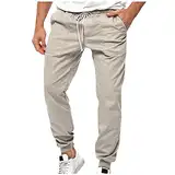 NLJSWJ Arbeitshosen Männer Lässig Mode Reine Farbe Sporty Jogger Kordelzug Leggings mit Seiten Taschen Übergröße Outdoor Bequeme Herren Frachthoses Mehrere Farben und Größen Erhältlich