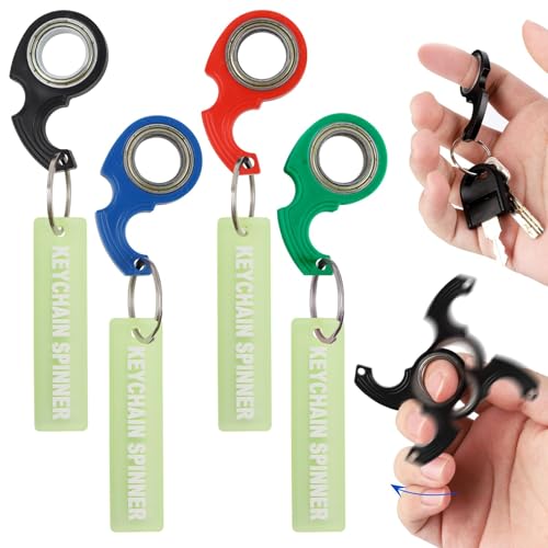 Fonyiunce 4 Stück Schlüsselanhänger Spinner, Spinner Fidget Ring Spielzeug, Schlüssel Spinner, Sensorisches Spielzeug, Fidget Spinner Schlüsselanhänger, für Kinder und Erwachsene