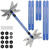 Yempum Treppenstufen Schablonen Werkzeug Edelstahl Messwerkzeug mit Winkelmesser und Skalenanzeige Einstellbarer Treppenlehre von 27.9 cm bis 152.4 cm für Steigleitungen Blau