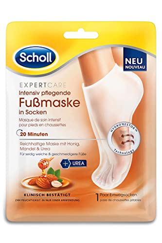 Scholl Expertcare intensiv pflegende Fußmaske in Socken mit Honig und Mandel – 1 Paar Einwegsocken