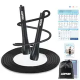 Springseil Erwachsene Fitness, Professionelles 3M PVC Speed Jump Rope Mit Trainingsposter, Verstellbares ABS Rutschfester Griff Sport Springseil Für Männer, Frauen, Kinder und Mädchen