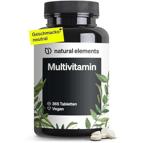 Multivitamin – 365 vegane Tabletten – Jahresvorrat – wertvolle Vitamine A-Z, mit Vitamin K1 und K2 – ohne unnötige Zusätze – in Deutschland produziert & laborgeprüft