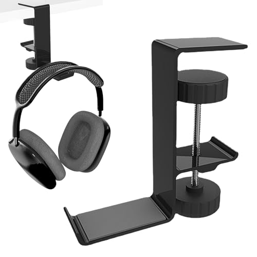 Lvjkes Headset Halterung, Kopfhörerständer, Kopfhörer Aufhänger Headset Halter, Universal Aluminiumlegierung Gaming Kopfhörer Stand unter Schreibtisch Aufhänger Haken Klammer, Schwarz