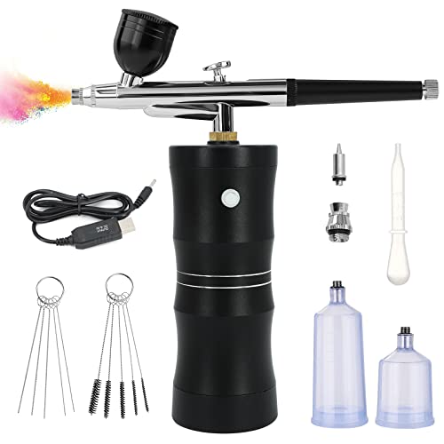 Ykall Airbrush Set, Airbrush Set mit Kompressor, Upgrade 34PSI Airbrush Pistole mit 0.4mm Düse, Wiederaufladbar, Tragbar, Kabellos für Nageldesign Kuchendekoration, Makeup, Modellfärbung