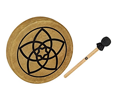 Sonic Energy Rahmentrommel Venusblume – 38 cm – Schamanisches Instrument mit Büffelfell – Für Meditation, Klangreisen, Percussion – Inkl. Schlägel (HOD15-VF)