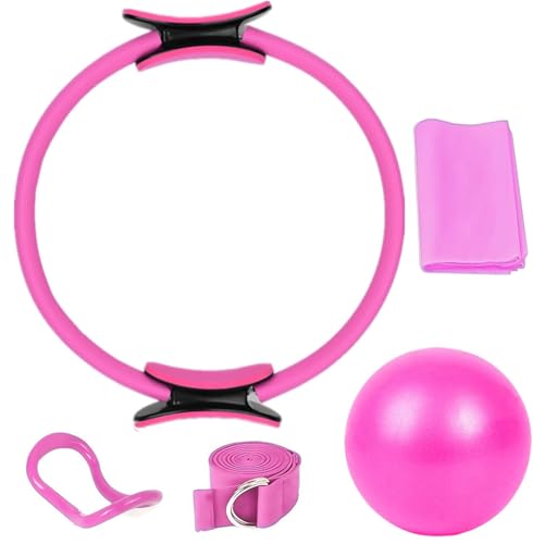 JOOVCC Pilates Circle Essentials Kit, 5-teiliges Yoga-Set für Frauen, Pilates zu Hause, inklusive Pilates-Ball, Magic Circle Yoga-Ring und Widerstandsbändern für Frauen, Pilates-Ring- und Ball-Set.