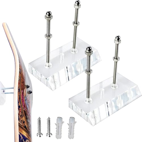 Dtoterul Skateboard Wandhalterung Acryl 2 Stück Skateboard-Aufhänger Durchsichtiges Skateboard Display Skateboard Halterung Wand Clear Skateboard Rack Clear für Skateboard Deck Display und Lagerung