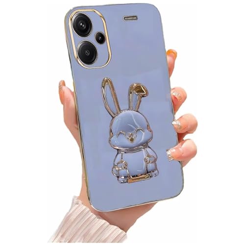 Miagon Kaninchen Ständer Hülle für Xiaomi Redmi Note 13 Pro Plus 5G,Cute Mädchen Dünn Galvanisierte Schutzhülle Weiches Case Bumper mit Hase Skalierbar Halter Kickständer